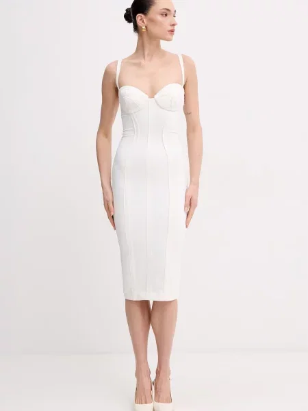 Elisabetta Franchi Sukienka bodycon beżowa