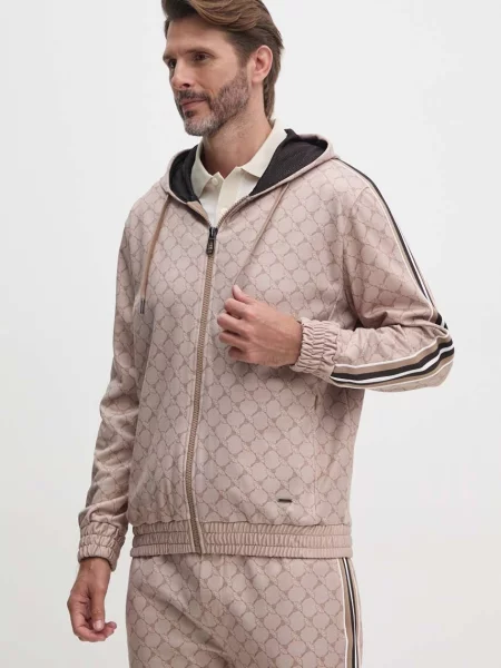 Суичър с качулка Joop! с качулка с принт бежово