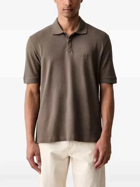 Scurt tricou polo Armani Exchange cu autograf maro