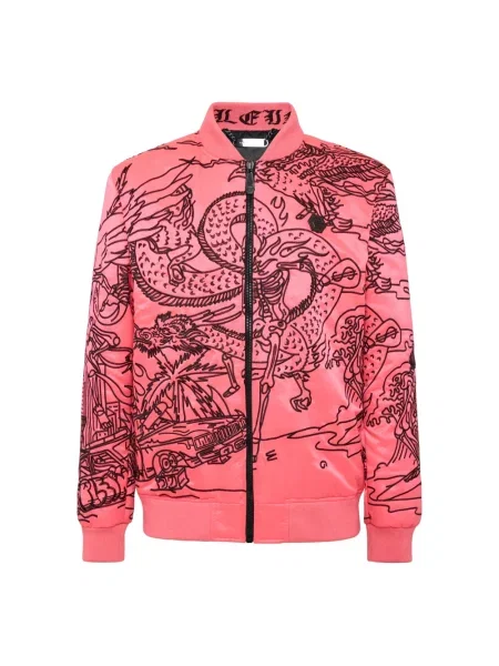 Satynowy kurtka bomber Philipp Plein różowy