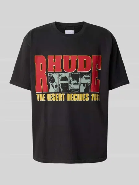 T-shirt z nadrukiem z logo Rhude czarna