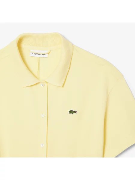 Lacoste Sukienka Z Kołnierzykiem Polo Z Krótkim Rękawem Flare Fit żółta