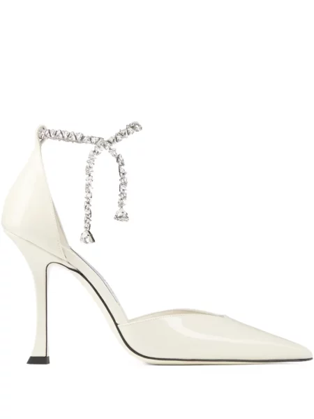 Pantofi cu toc Jimmy Choo de cristal alb