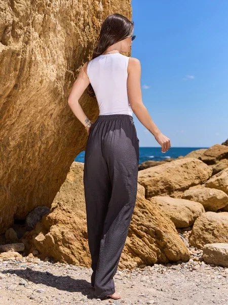 Лляні Штани повсякденні ISSA Plus темно-сірий сірі