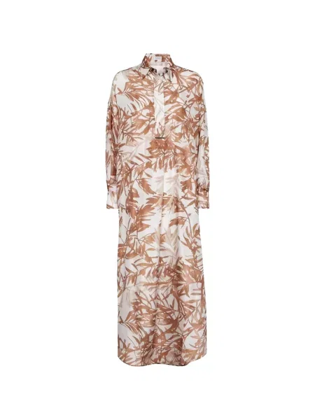 Rochie tip cămașă Brunello Cucinelli de mătase cu imagine alb