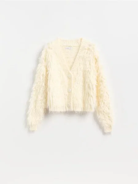 Reserved Cardigan cu franjuri nude