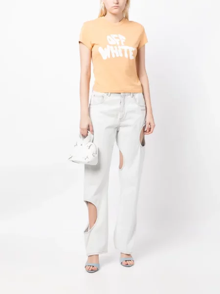 Μικρός μπλούζα Off-white με σχέδιο λευκό