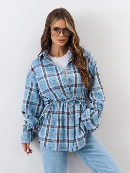 Сорочка ISSA Plus комбінований верх блакитний