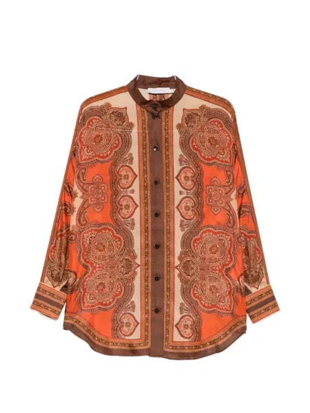 Cămașă Zimmermann de mătase cu imagine cu model paisley portocaliu