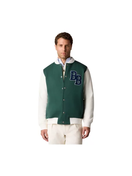 Kurtka Brooks Brothers frotte z logo zielona