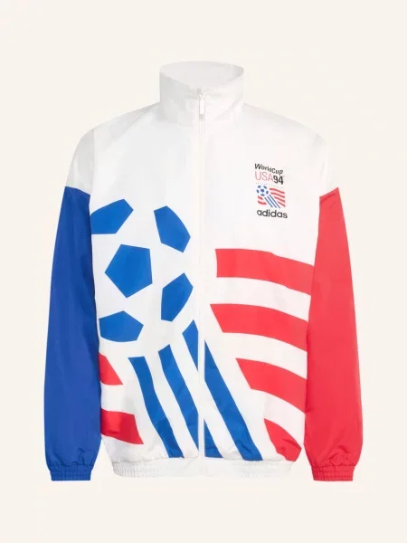 Adidas Tréninková Bunda Graphic / červená / modrá bílá