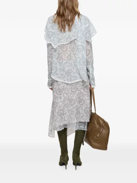 Bluză Acne Studios de mătase cu model paisley albastru