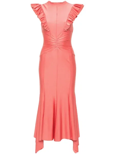 Rochie maxi Philosophy Di Lorenzo Serafini cu volane de costum roz
