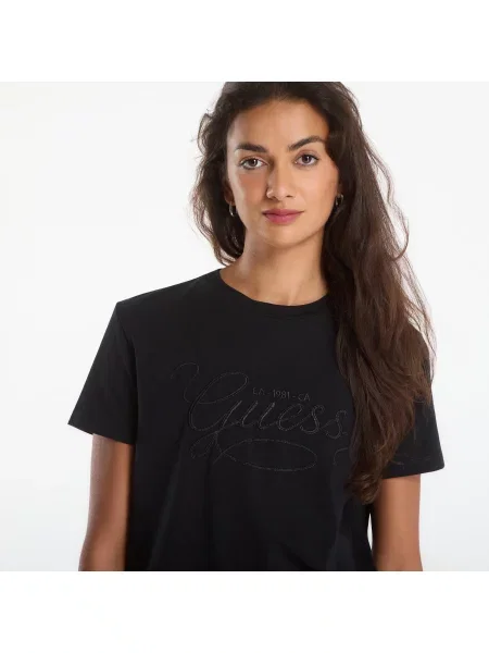 T-shirt GUESS Syrma Cn Ss T-Shirt Jet Black M μαύρο