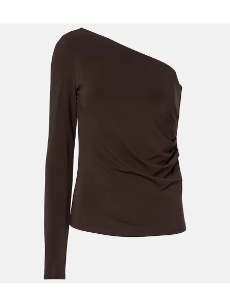 Top Max Mara na jednym ramieniu brązowy