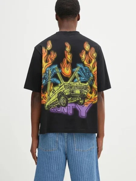 Футболка Marcelo Burlon County Flame Boxy T-Shirt Black Red з принтом чорний