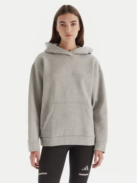 Adidas Суитшърт ALL SZN Holiday Glitter Fleece сив