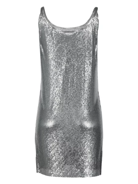 Rochie Rabanne plasă de costum argintiu