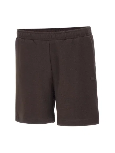 Szorty dresowe w kroju regular fit z czystej bawełny Lacoste brązowe