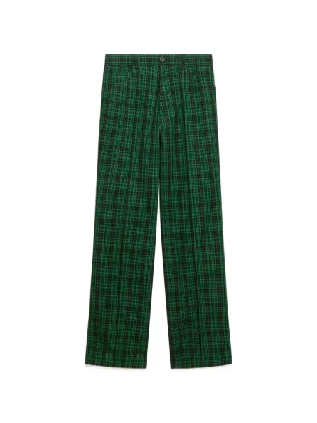 Pantaloni Marni de lână în carouri verde