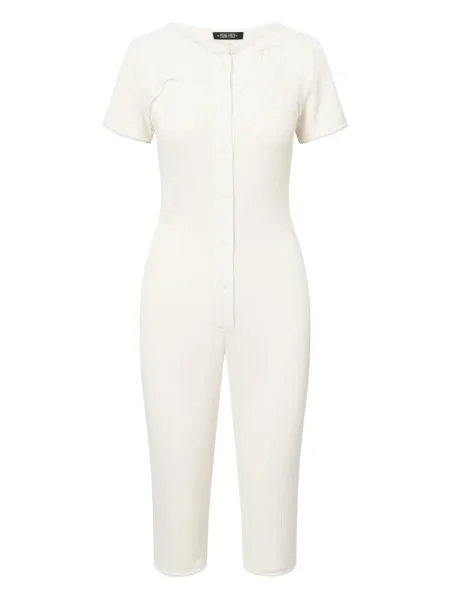 Dzianinowy długi kombinezon Elena Velez prążkowany biały