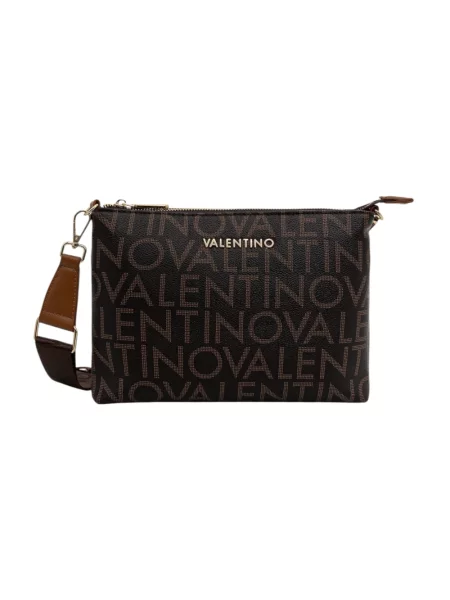 Lniana torebka Valentino By Mario Valentino biznesowa brązowa