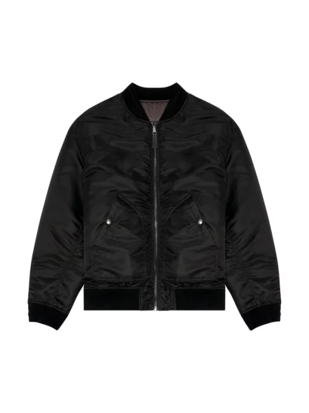Lniany kurtka bomber Diesel elegancki ocieplany czarny