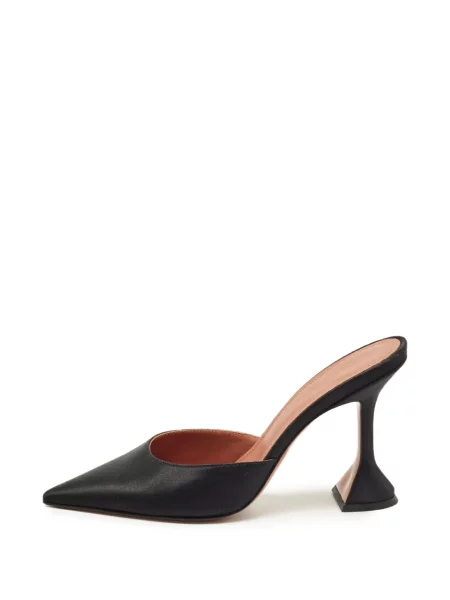 Papuci tip mules Amina Muaddi din satin negru