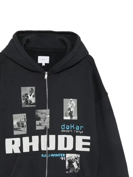 Hanorac cu glugă Rhude cu imagine negru