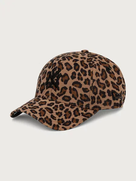 Žametna kapa s šiltom New Era z leopardjim vzorcem rjava