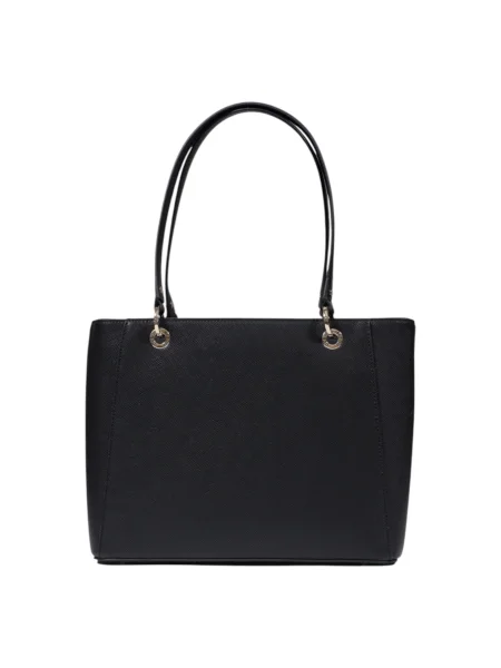 Lniana torebka skórzana Guess czarna