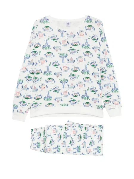 Pijamale Petit Bateau cu imagine alb