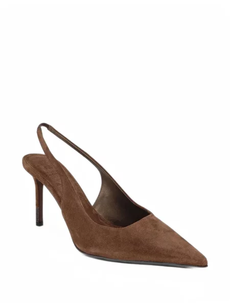 Pantofi cu toc Brunello Cucinelli din piele de căprioară maro