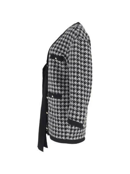 Mała sukienka mini Alessandra Rich w pepitkę garniturowa czarna