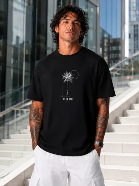 T-shirt oversize z nadrukiem Dstreet czarny