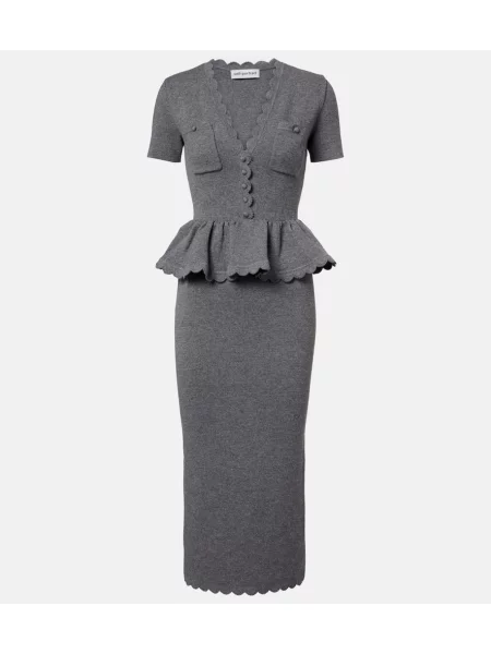 Cu peplum rochie midi Self-portrait până la genunchi de costum gri