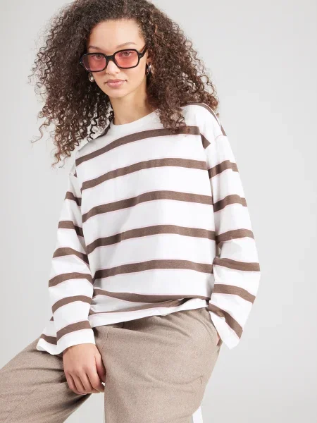 PIECES Tricou PCMila maro / roz alb