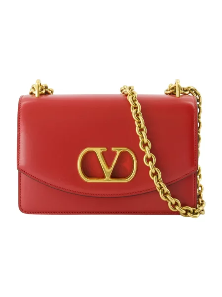 Mała torebka skórzana Valentino Garavani skórzana czerwona