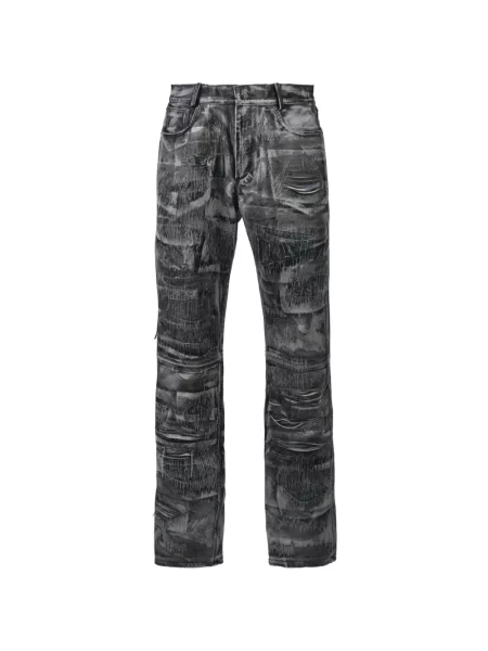Pantaloni 424 din piele zdrențuiți gri