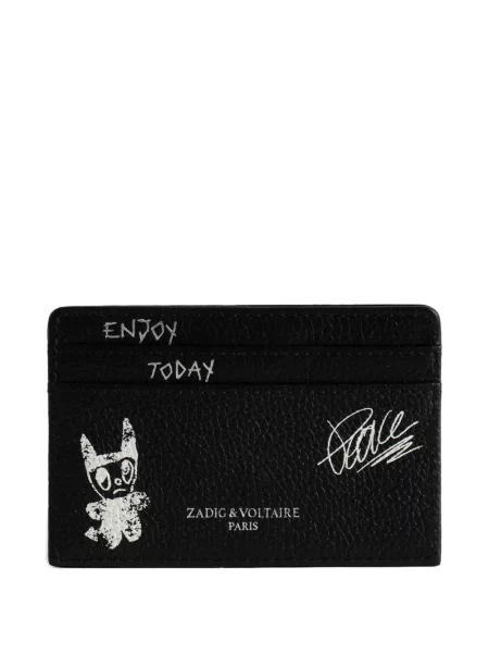 Portofel Zadig&voltaire din piele cu imagine negru