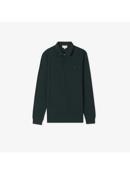 Lacoste Koszulka Polo Z Długim Rękawem Smart Paris Z Elastycznej Bawełny zielona