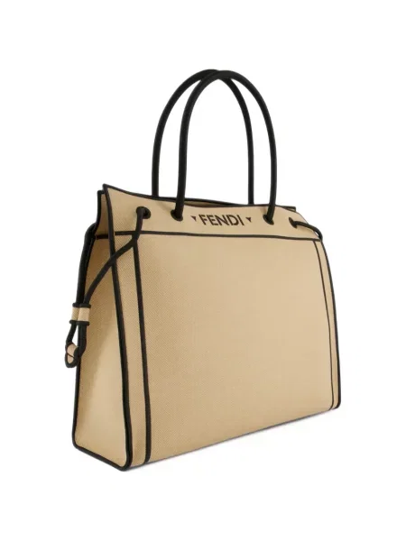 Платно шопинг чанта Fendi бродирана бежово