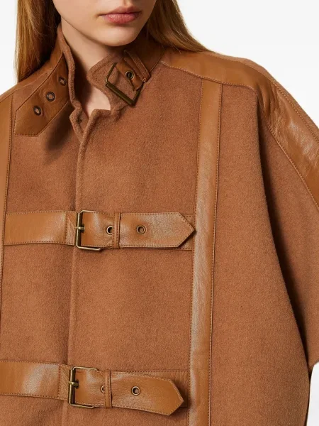 Palton Twinset cu cataramă maro