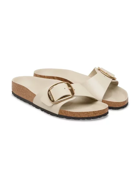 Kožené pantofle Birkenstock Madrid Big Buckle béžové