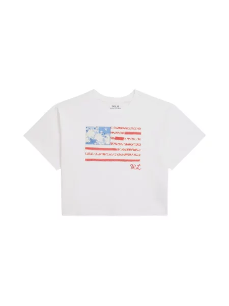 Polo Ralph Lauren Koszulki Kobieta L Flag Cotton Jersey Tee biały