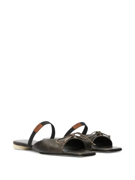 Kožne sandale Mm6 Maison Margiela s mašnom smeđa