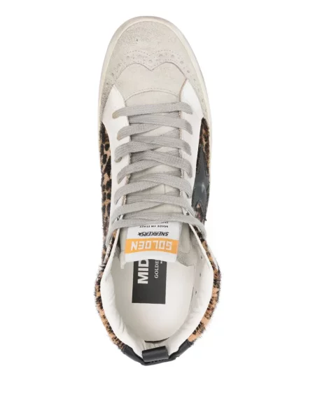 Sneakerși Golden Goose Mid Star cu imagine cu model leopard gri