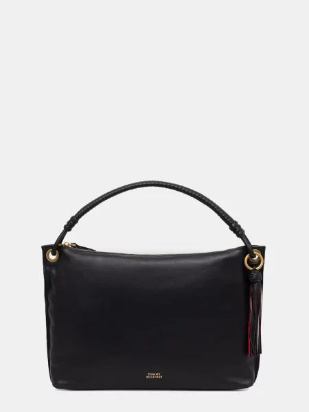 Geantă Tommy Hilfiger Th Statement Leather Bag negru