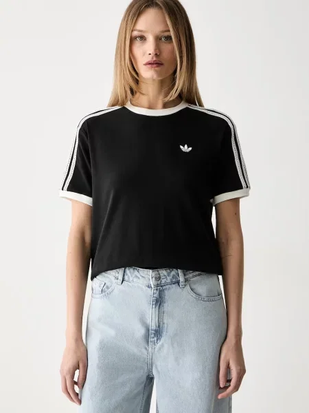 Adidas Originals majica za žene od pamuka s elastanom crna