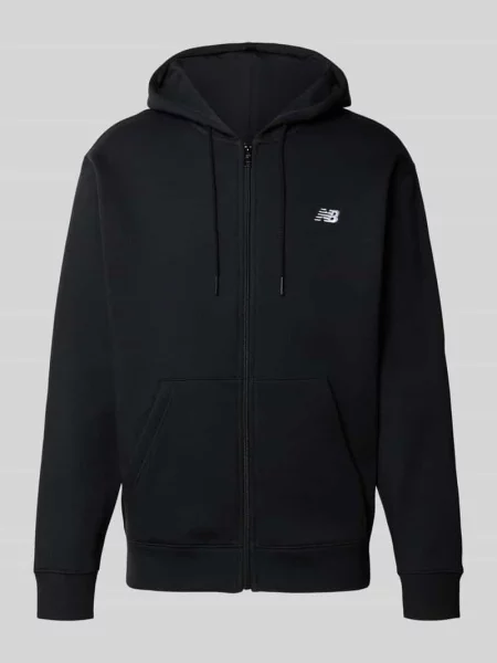Bluza rozpinana z kieszenią kangurka i wyhaftowanym logo New Balance czarna